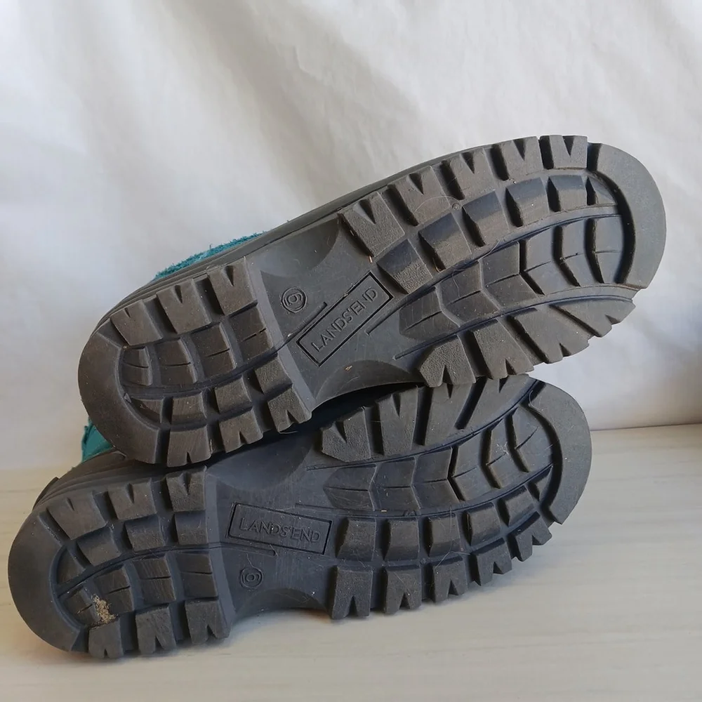 Lands End Youth Unisex Insulated Snow Boots Turquoise Gray Size 6